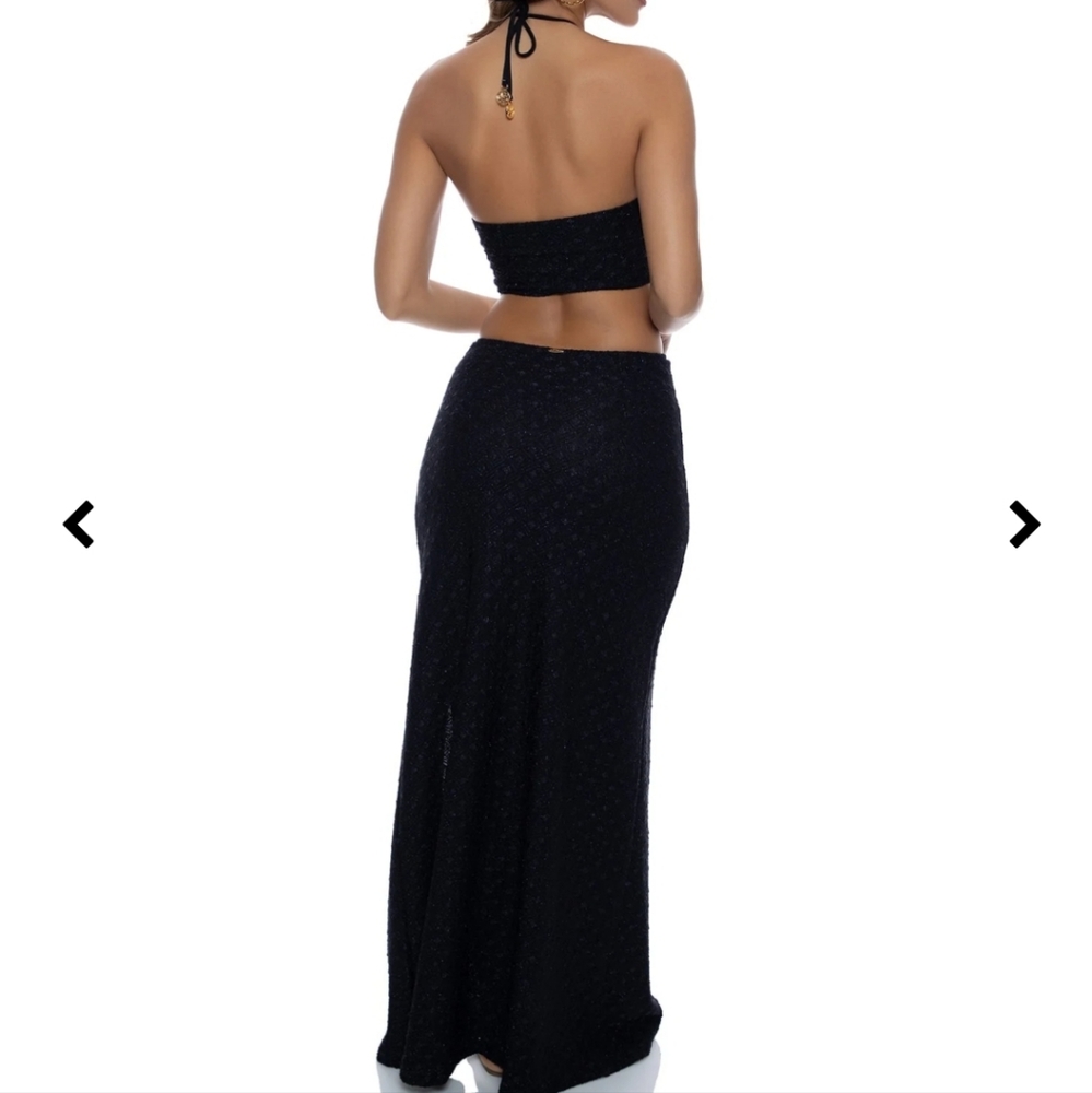 Luli Fama Brilla Double Loop Bandeau Long Dress in Black - Picture 6 of 15